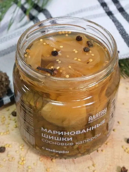 Каперсы из сосновых шишек маринованные с имбирем, 200 мл Каперсы из сосновых шишек маринованные с имбирем, 200 мл