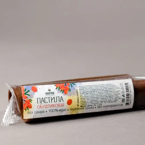 Пастила облепиховая (без сахара) 45 гр Пастила облепиховая (без сахара) 45 гр