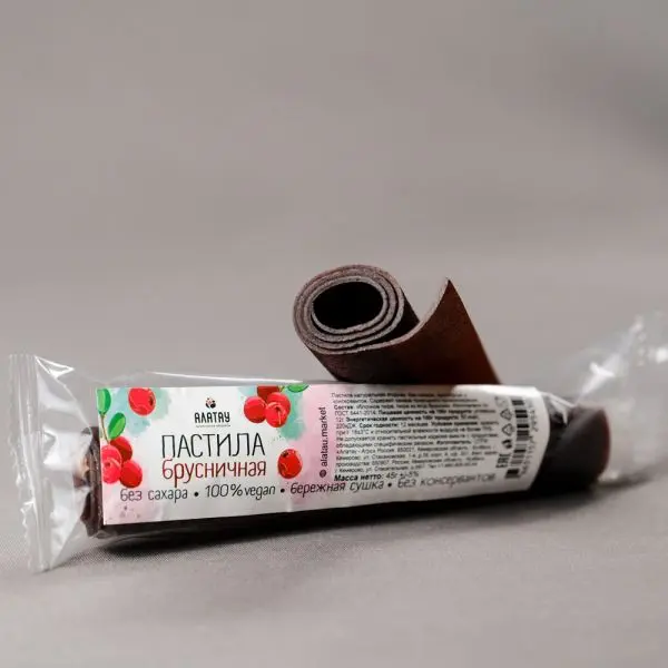 Пастила брусничная (без сахара) 45 гр Пастила брусничная (без сахара) 45 гр